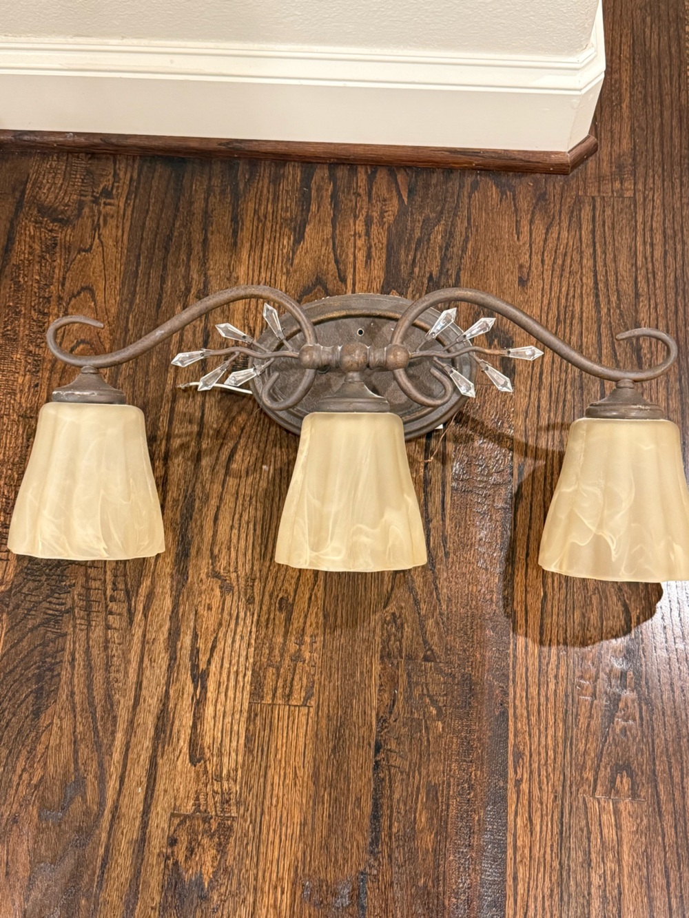Bathroom Vanity 3 Light Fixture Crystal Embellishment Globes Oil Rubbed Bronze